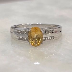Citrine and White Topaz Sterling Silver Ring